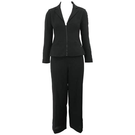 chanel black pantsuit|pre owned chanel pants.